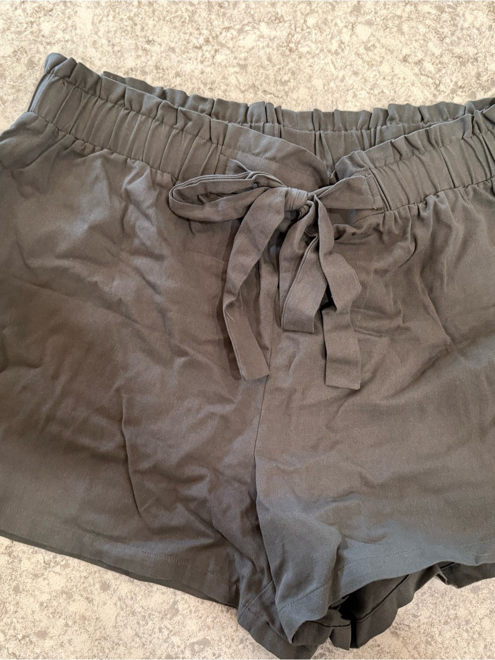 SHEIN green High Waist Paperbag Tie Shorts